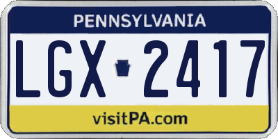 PA license plate LGX2417
