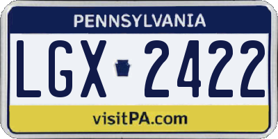 PA license plate LGX2422