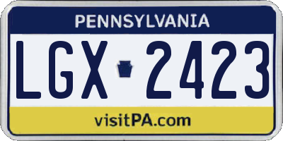 PA license plate LGX2423