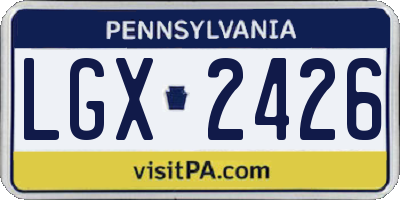 PA license plate LGX2426