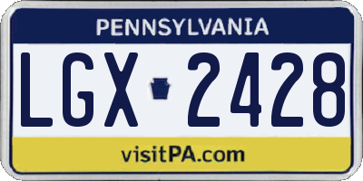 PA license plate LGX2428