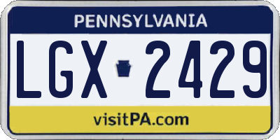 PA license plate LGX2429