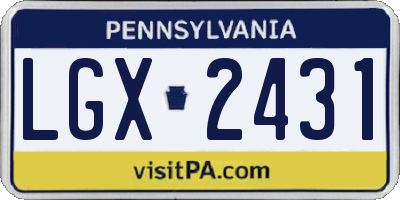 PA license plate LGX2431