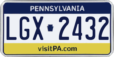 PA license plate LGX2432