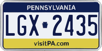 PA license plate LGX2435