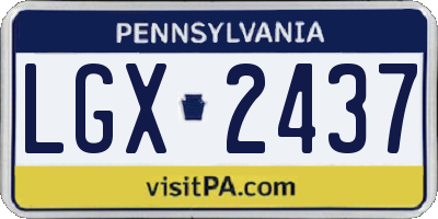 PA license plate LGX2437