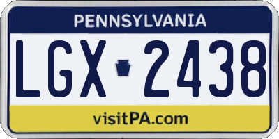 PA license plate LGX2438