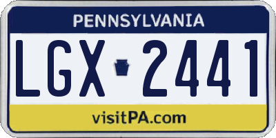 PA license plate LGX2441