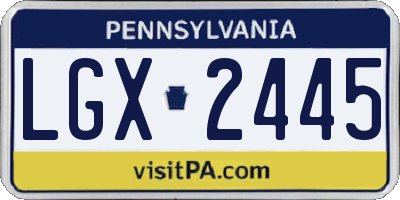 PA license plate LGX2445