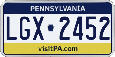 PA license plate LGX2452
