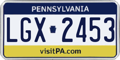PA license plate LGX2453