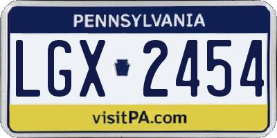PA license plate LGX2454