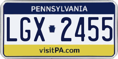PA license plate LGX2455
