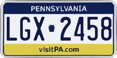 PA license plate LGX2458