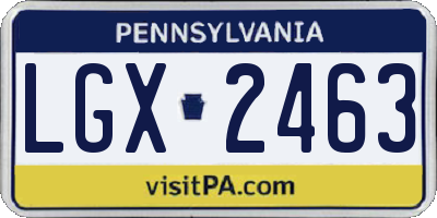 PA license plate LGX2463
