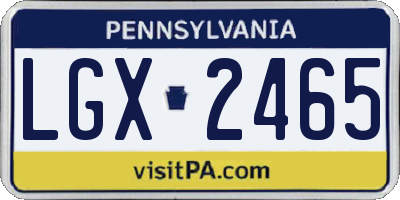 PA license plate LGX2465