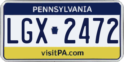 PA license plate LGX2472