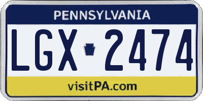 PA license plate LGX2474
