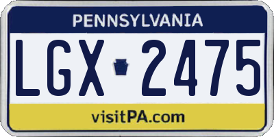 PA license plate LGX2475