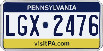 PA license plate LGX2476