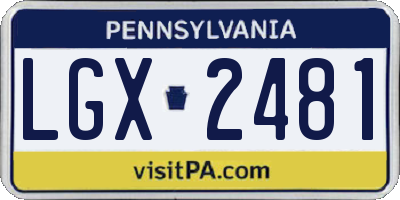 PA license plate LGX2481