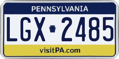 PA license plate LGX2485