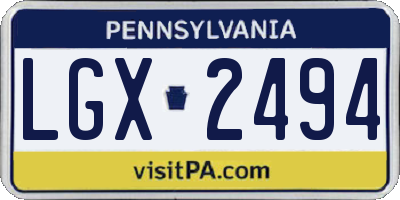 PA license plate LGX2494