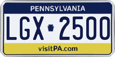 PA license plate LGX2500