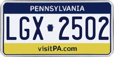 PA license plate LGX2502
