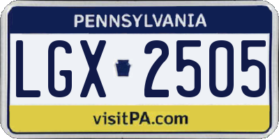 PA license plate LGX2505