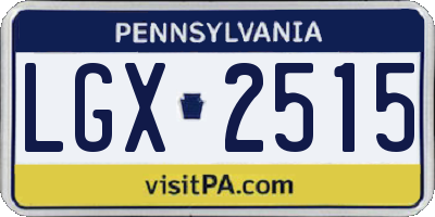 PA license plate LGX2515