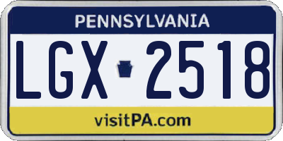 PA license plate LGX2518