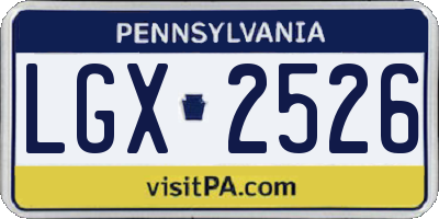 PA license plate LGX2526