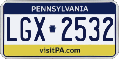 PA license plate LGX2532
