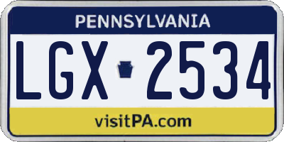 PA license plate LGX2534