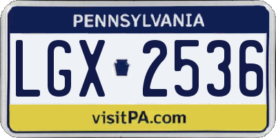 PA license plate LGX2536
