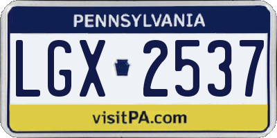 PA license plate LGX2537