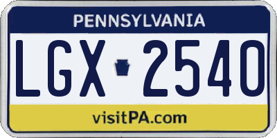 PA license plate LGX2540