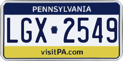 PA license plate LGX2549