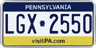 PA license plate LGX2550