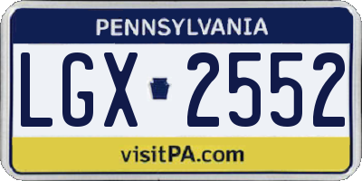 PA license plate LGX2552