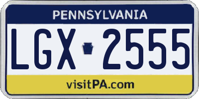 PA license plate LGX2555