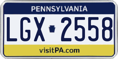 PA license plate LGX2558