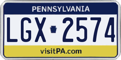 PA license plate LGX2574