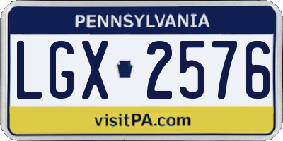 PA license plate LGX2576