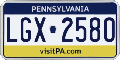 PA license plate LGX2580