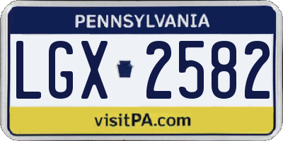 PA license plate LGX2582