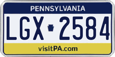 PA license plate LGX2584