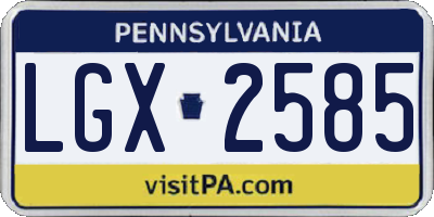 PA license plate LGX2585