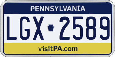 PA license plate LGX2589